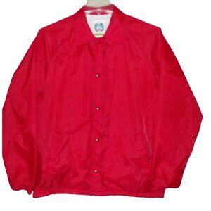 Weather Breakers Rain Jacket Womens Size Medium red nylon lined snap pockets vtg